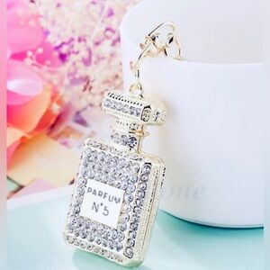 No 5 Parfum Clear Crystal Jewel Bag Charm | Perfume Bottle Lux | Keys | Keychain